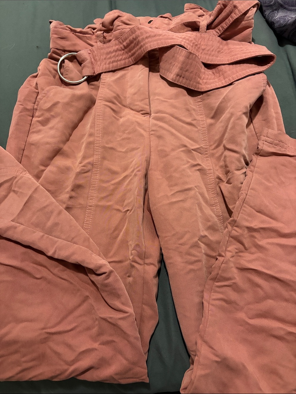 Dynamite High-Waist Paperbag Wide-Leg Pants - Rosewood